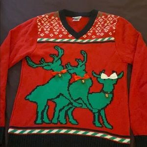 Threesome reindeer ugly Christmas sweater